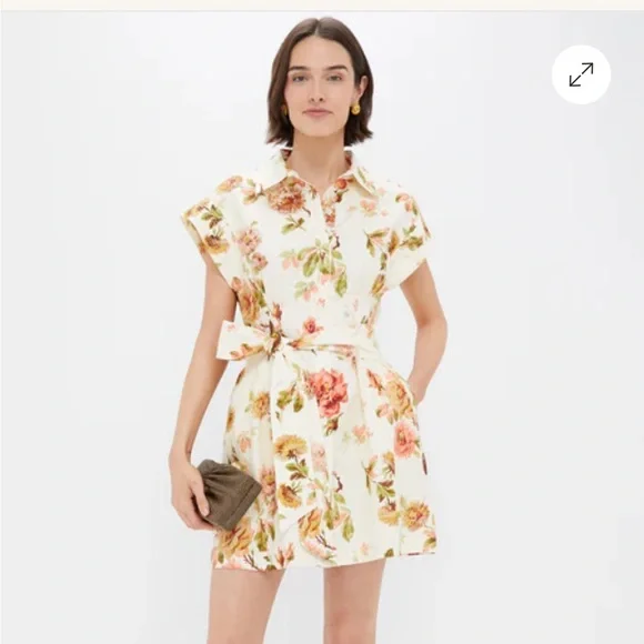 Tuckernuck Romantic Floral Cotton Linen Mini Callie Dress - Picture 1 of 4